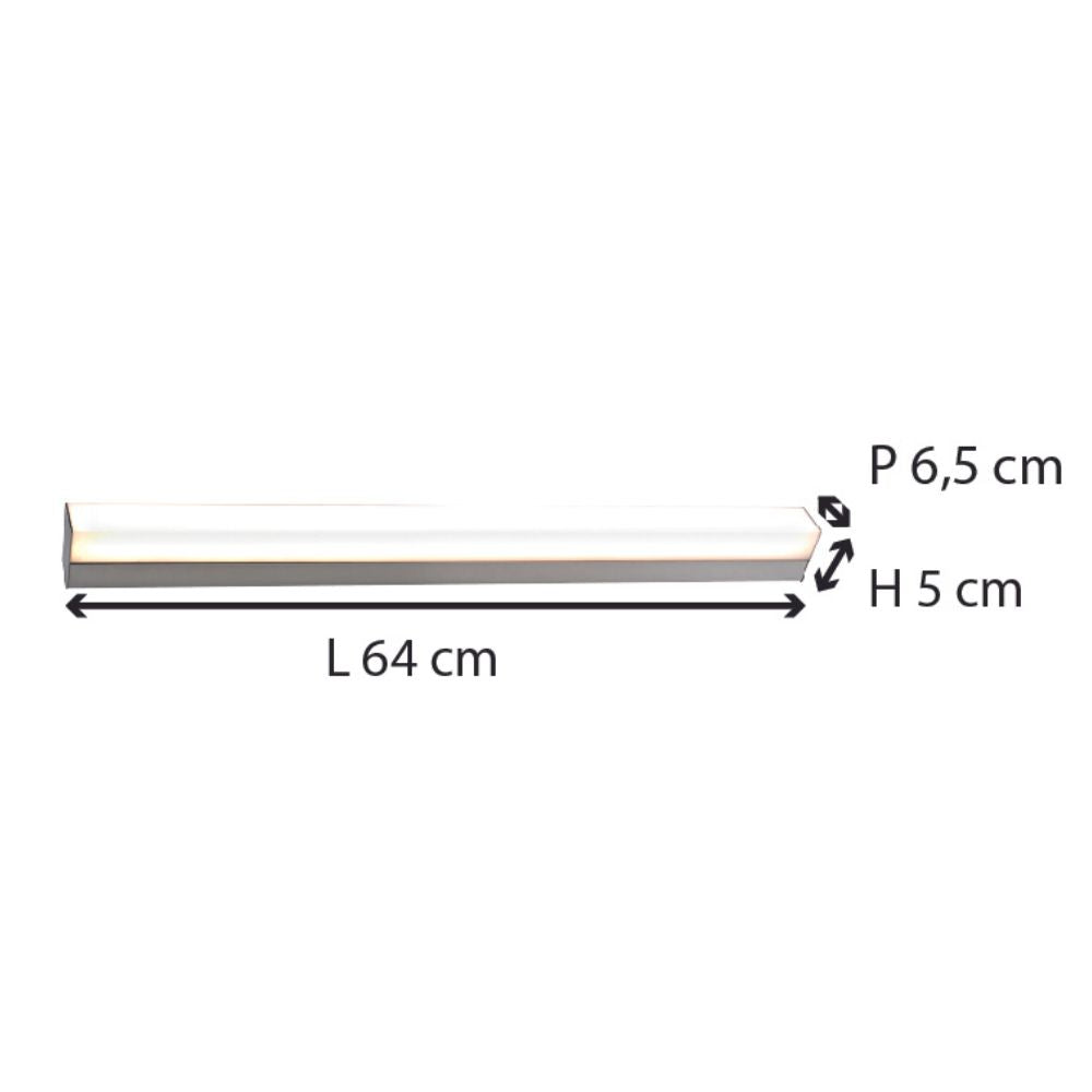 Plafonnier Salle de Bain IP44 (60cm 12W 950lm 4000K) Chrome - Voltman
