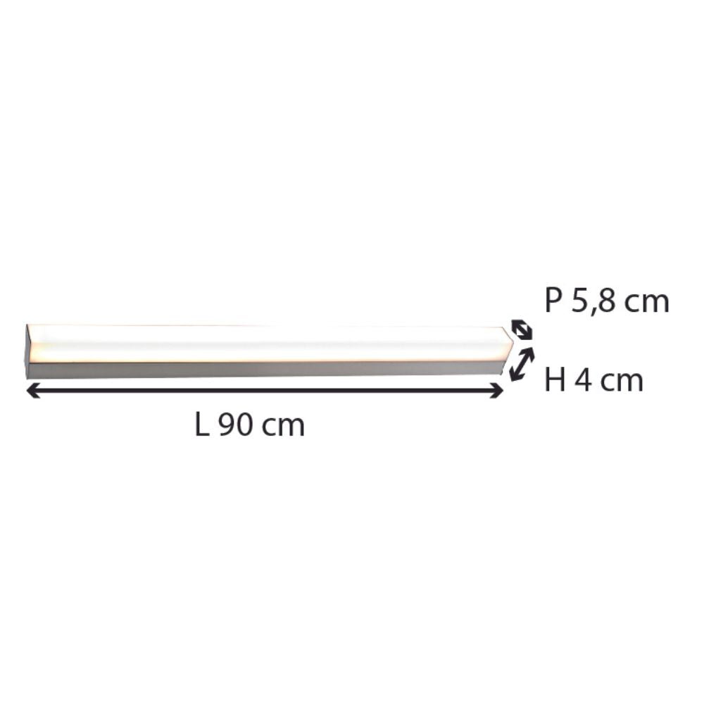 Réglette spéciale Salle de Bains IP44 (90cm 18W 1410lm 4000K) Chrome - Voltman