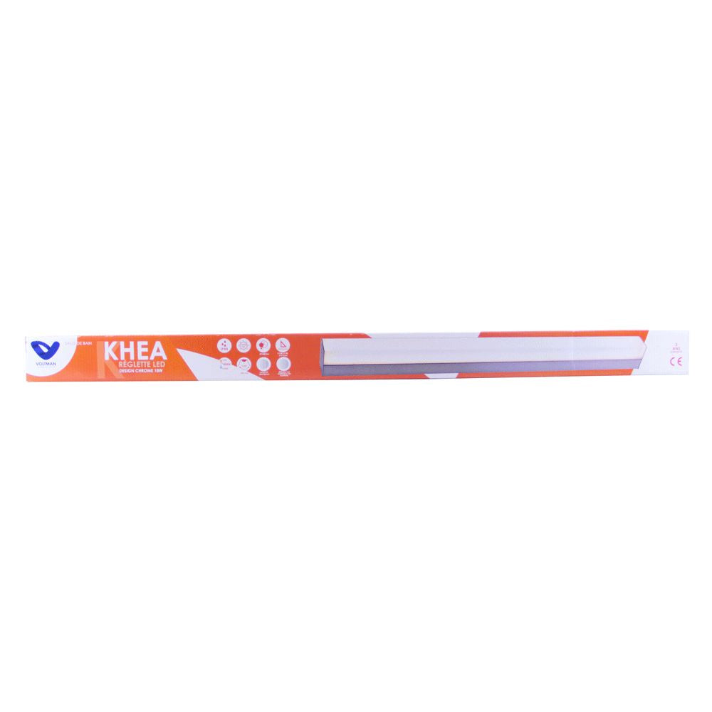 Réglette spéciale Salle de Bains IP44 (90cm 18W 1410lm 4000K) Chrome - Voltman