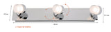 Réglette 3 Spots spécial Salle de Bain IP44 (13,5W 1050lm 3000K) Chrome - Voltman