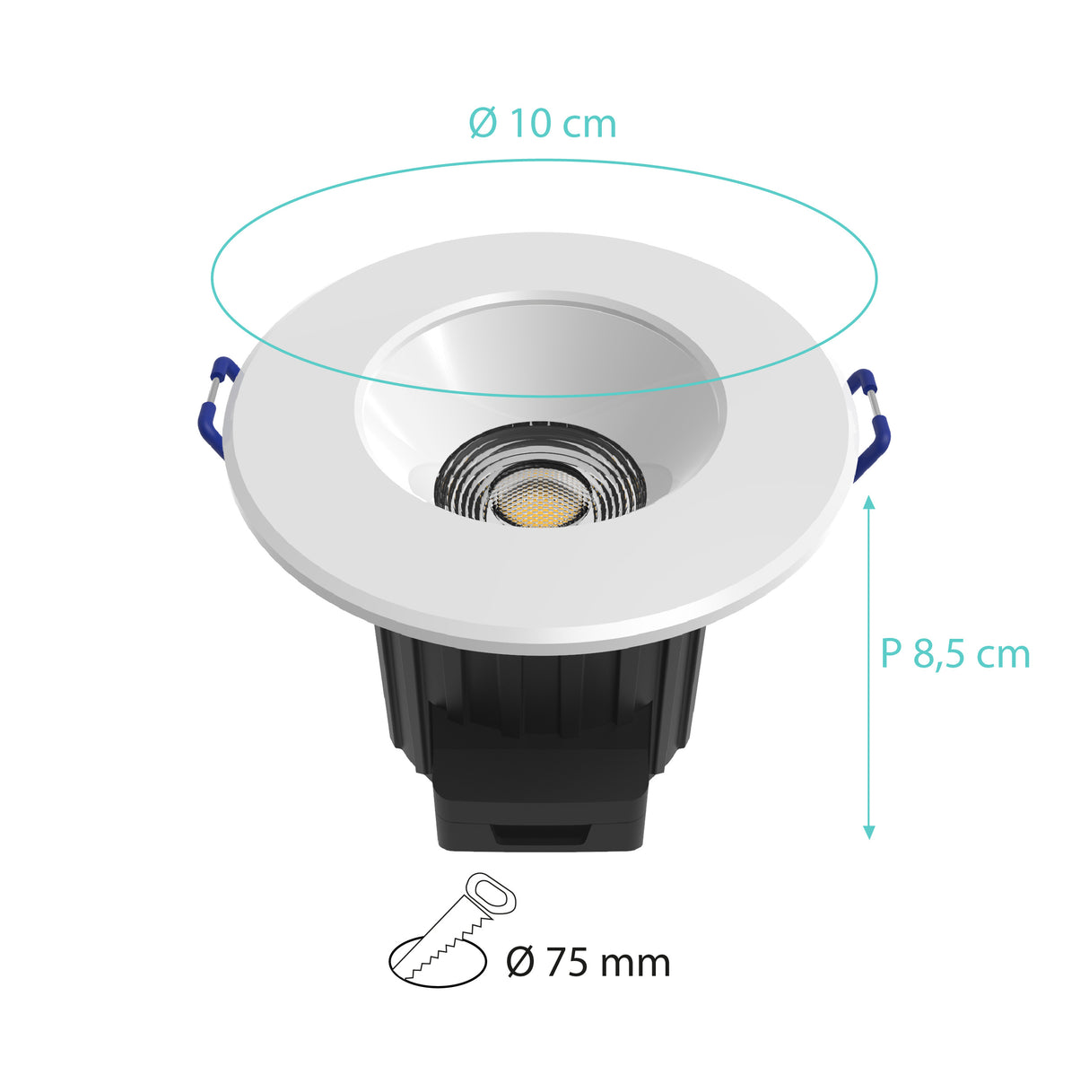 Spot dimmable spécial Salle de Bains (9W 520lm 2700K 38Â°) - Blanc et chrome - Voltman