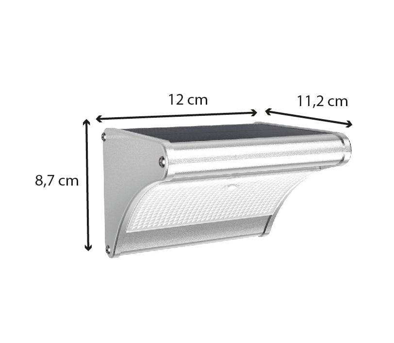 Applique solaire A++ avec détecteur de mouvement 12cm - 450lm - Gris - AKov Voltman
