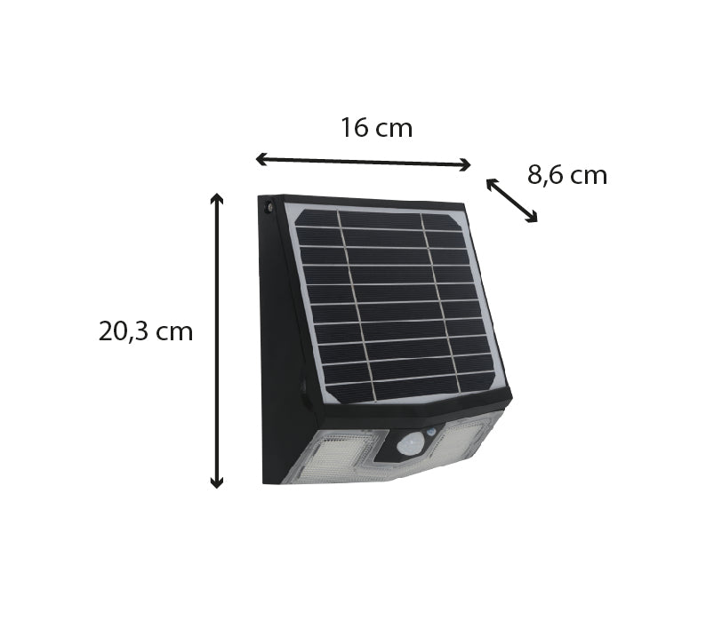 Applique solaire déportée + détecteur de mouvement 500lm classe A++ Eos - Voltman