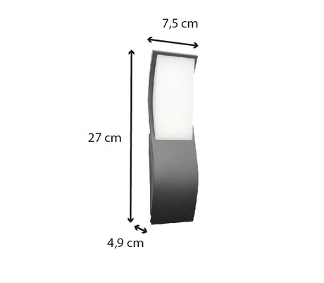 Applique murale extérieure IP65 (700lm 3000K) - Gris - Voltman
