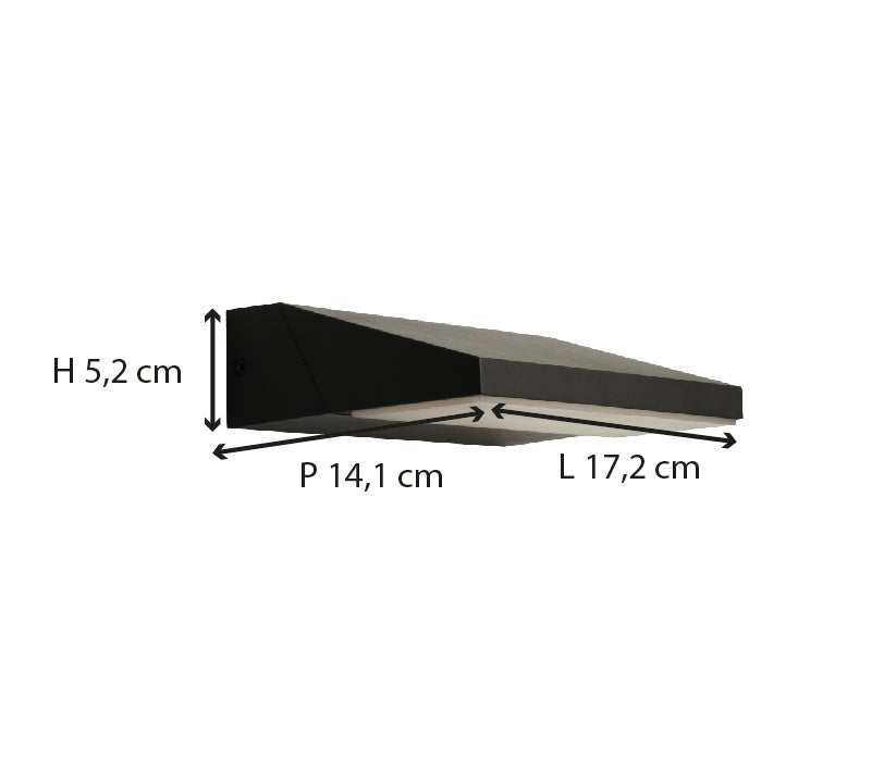 Applique extérieure filaire IP65 (1200lm 3000K 180°) - Noire - Voltman