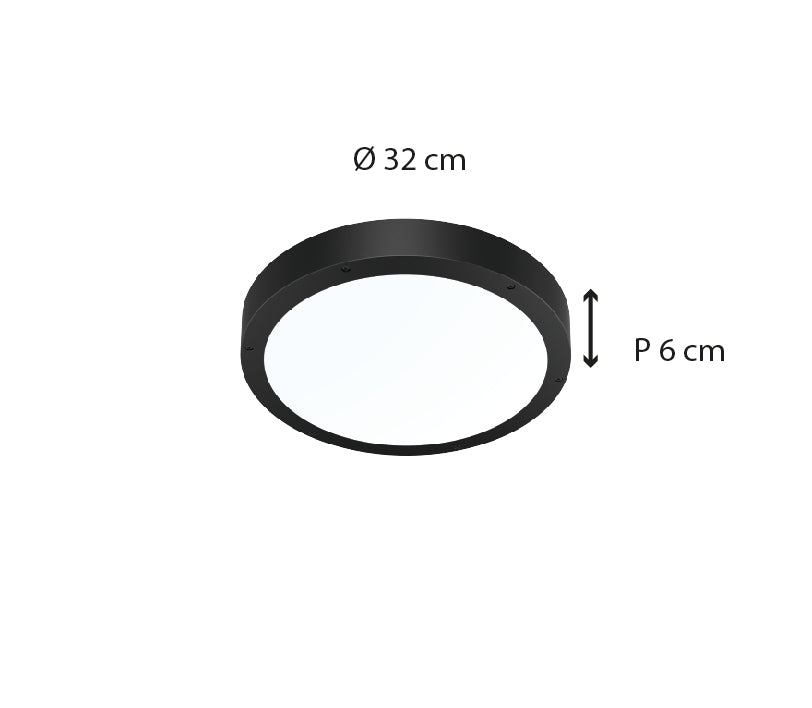 Plafonnier extérieur oval IP65 (1800lm 5700K A++) - Noire - Voltman