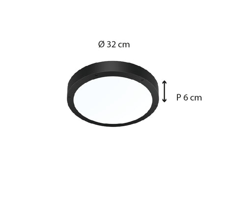 Plafonnier extérieur oval IP65 (1800lm 5700K A++) - Noire - Voltman