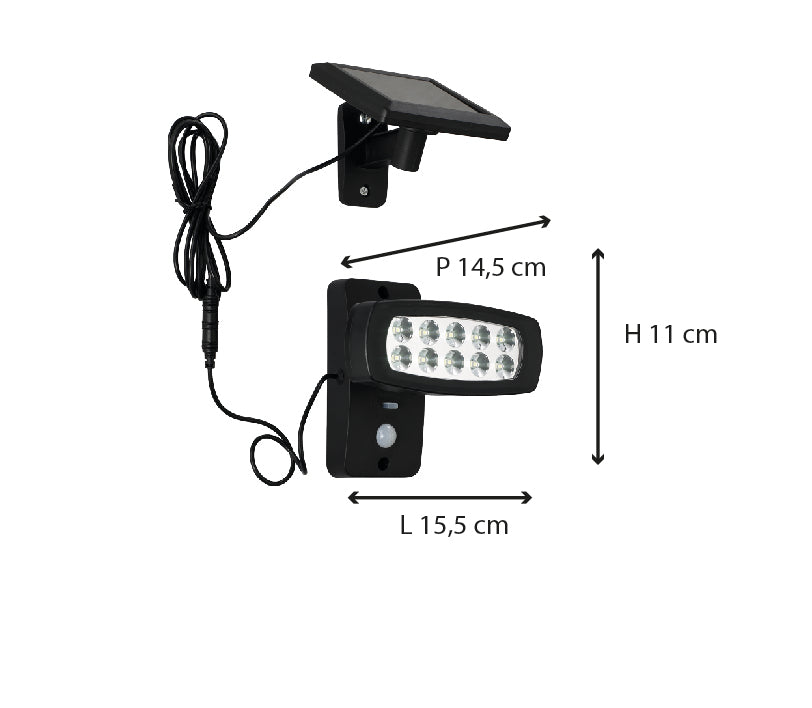 Applique solaire LED déportée + détecteur de mouvement IP44 - classe A++ Dio
