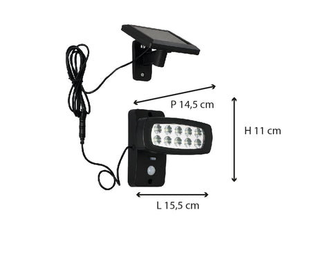 Applique solaire LED déportée + détecteur de mouvement IP44 - classe A++ Dio