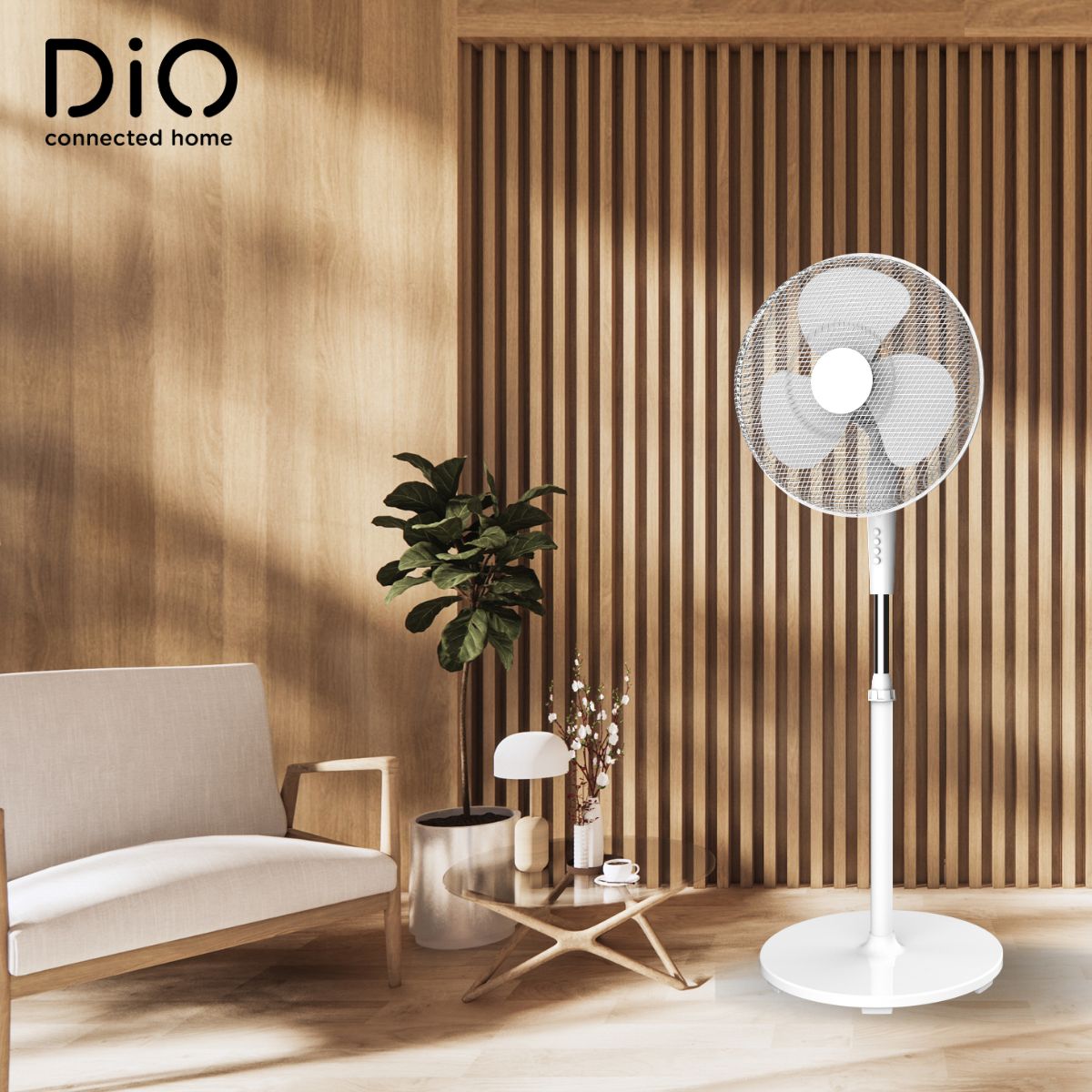 Ventilateur silencieux oscillant 45W Ø40cm 3 vitesses - Blanc - DiO