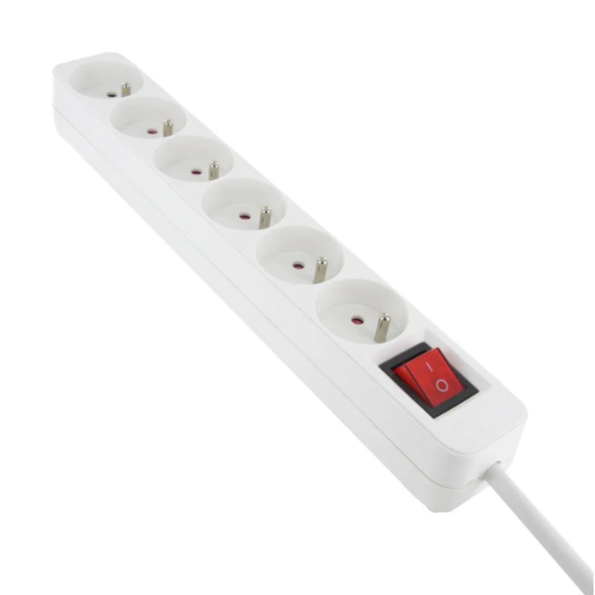 Bloc multiprise + interrupteur 6x2P+T 3680 W - 4m - Dio