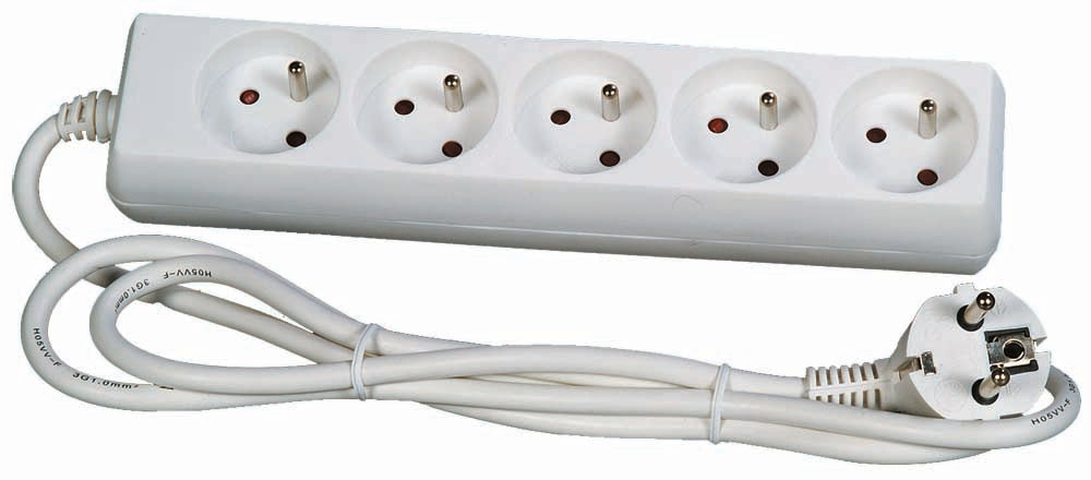 Multiprise 5 prises 10/16A 2P+T - Blanc - Zenitech