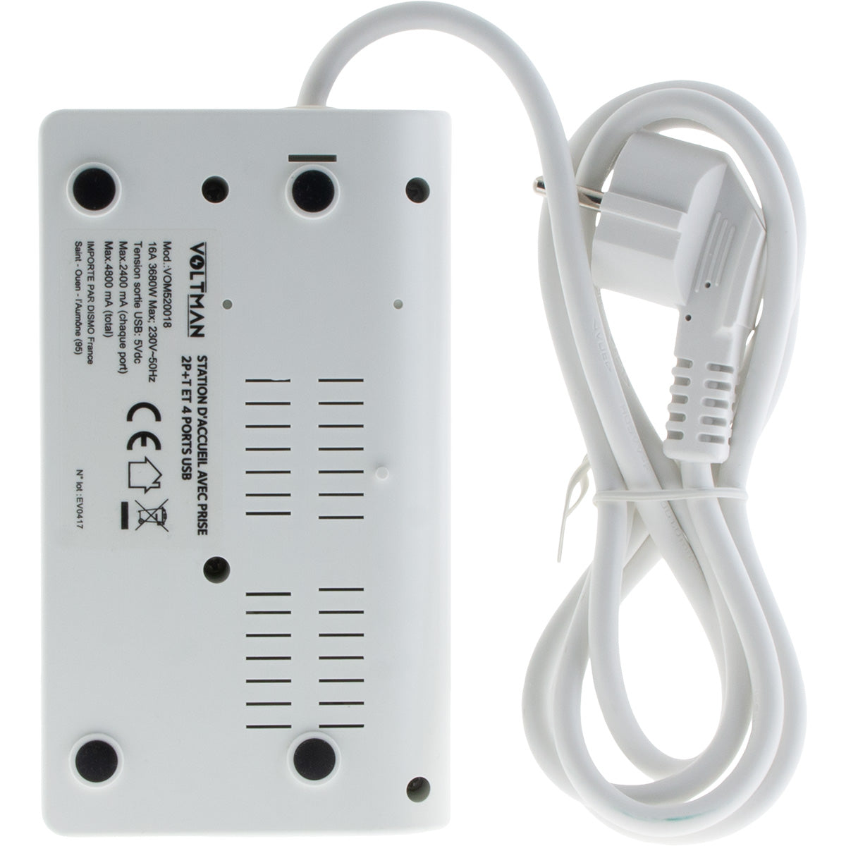 Dock chargeur de bureau USB + prise 2P+T 16A - Voltman