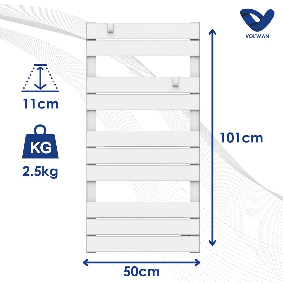 Chauffage sèche-serviette 500W - inertie sèche - Blanc - Voltman