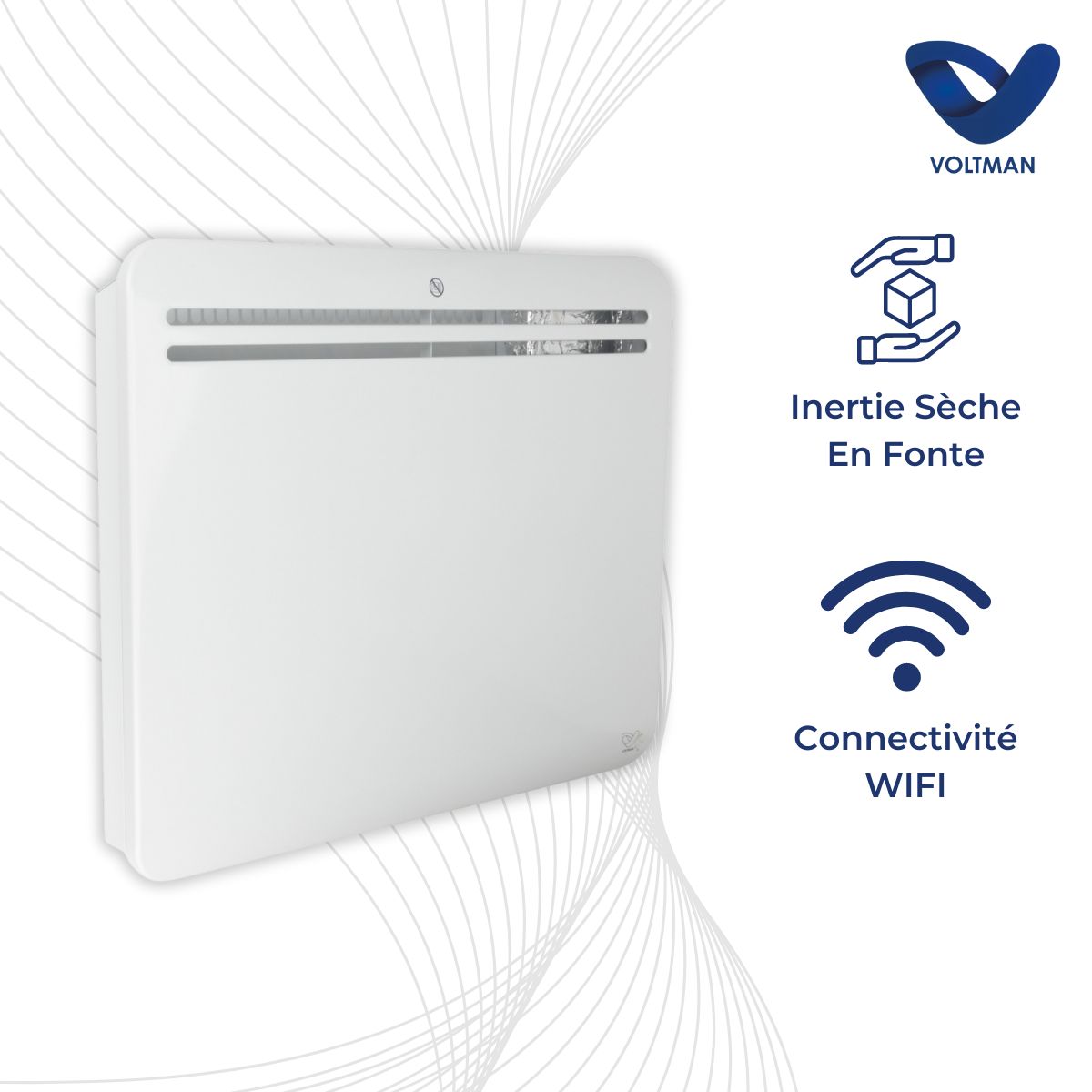 Radiateur connecté wifi inertie sèche en fonte de 750 à 2000W - Voltman