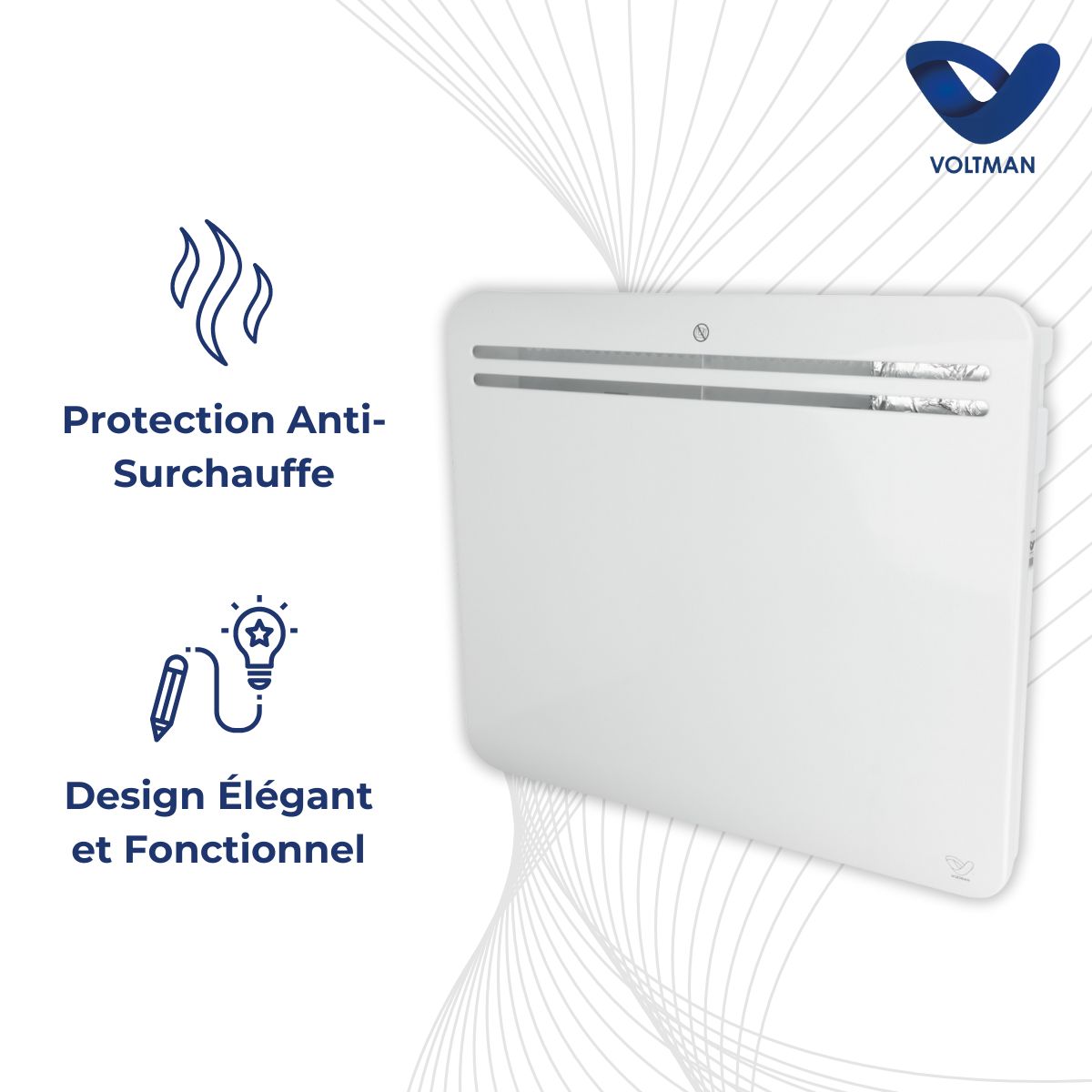 Radiateur connecté wifi inertie sèche en fonte de 750 à 2000W - Voltman