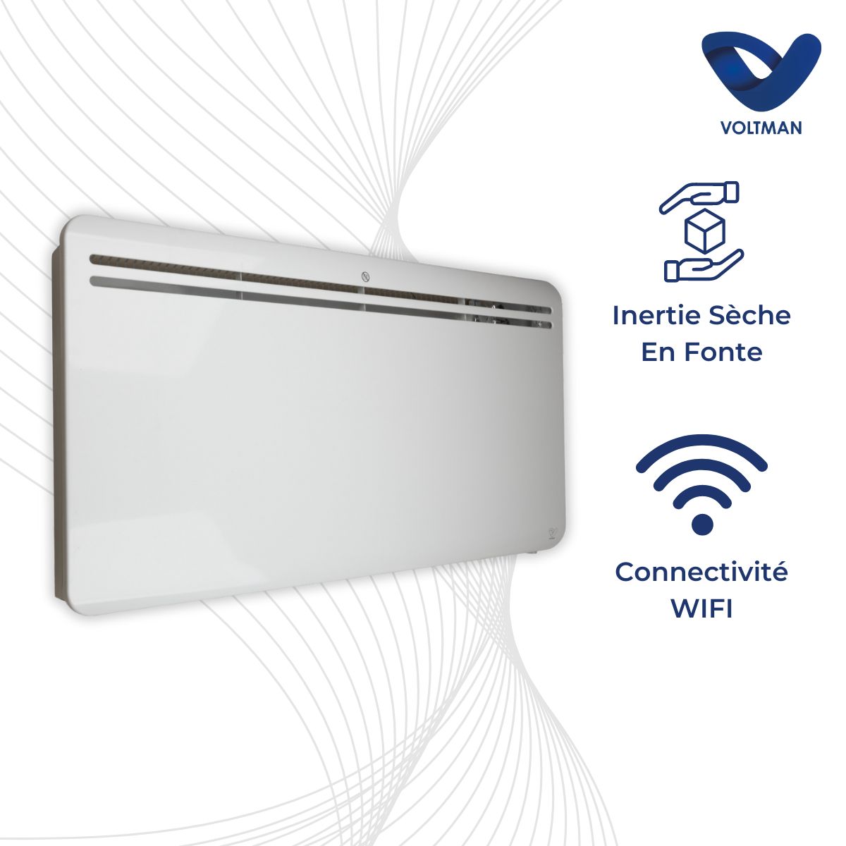Radiateur connecté wifi inertie sèche en fonte de 750 à 2000W - Voltman