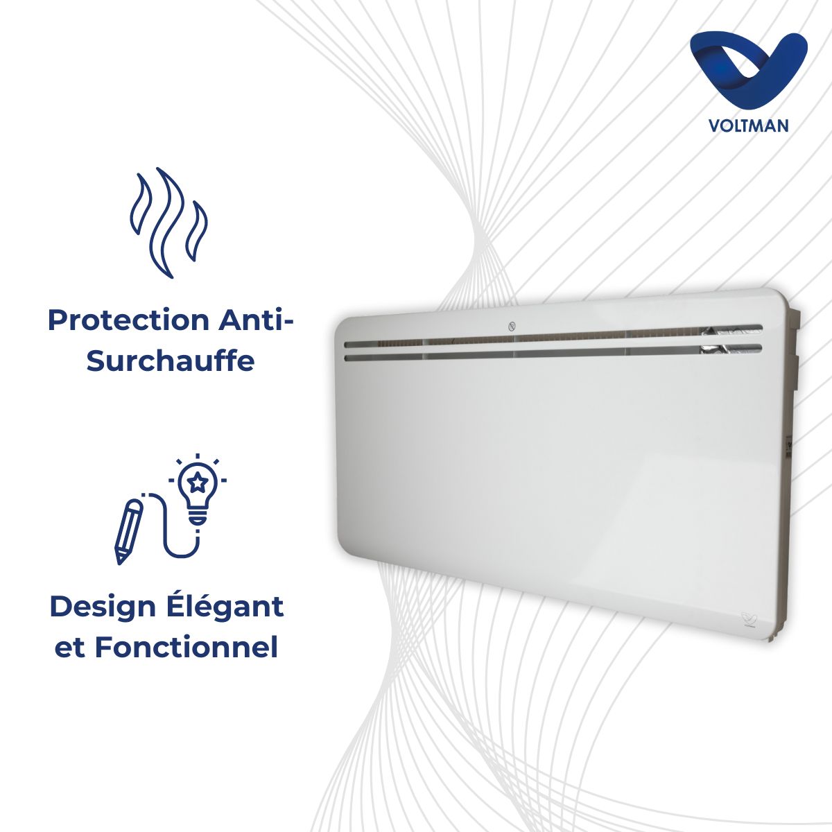 Radiateur connecté wifi inertie sèche en fonte de 750 à 2000W - Voltman