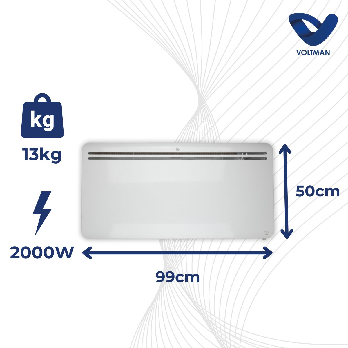 Radiateur connecté wifi inertie sèche en fonte de 750 à 2000W - Voltman