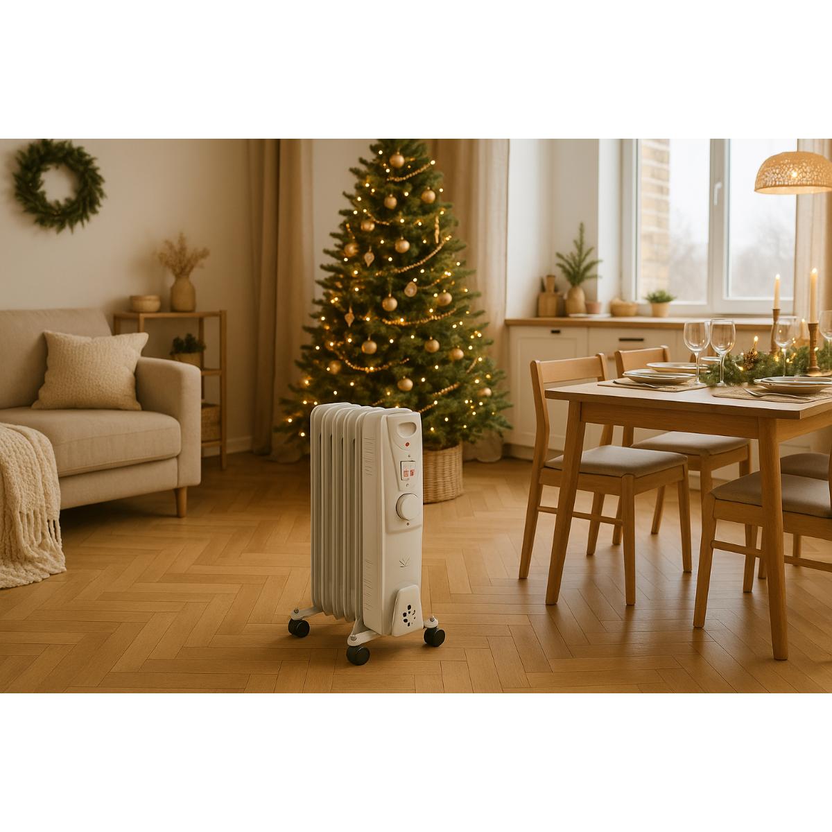 Radiateur mobile bain d'huile 1000 à 2500W - blanc - Voltman