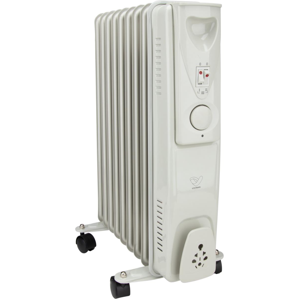 Radiateur bain d'huile Mobioil 1000W à 2500W - 3 niveaux de chauffe - blanc - Voltman
