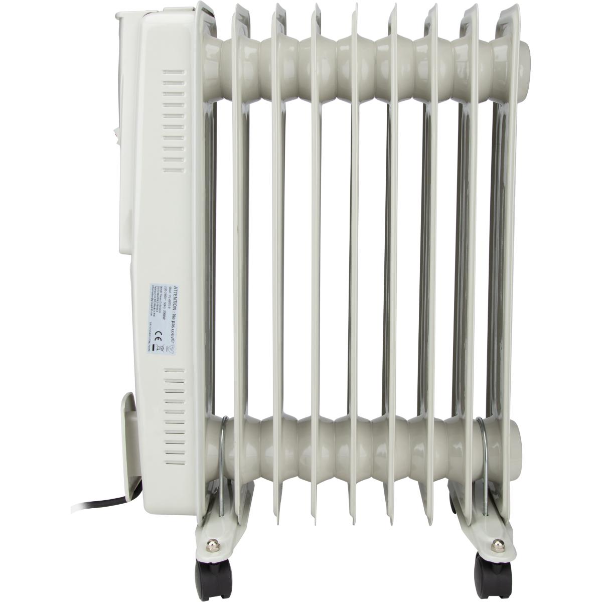 Radiateur mobile bain d'huile 1000 à 2500W - blanc - Voltman
