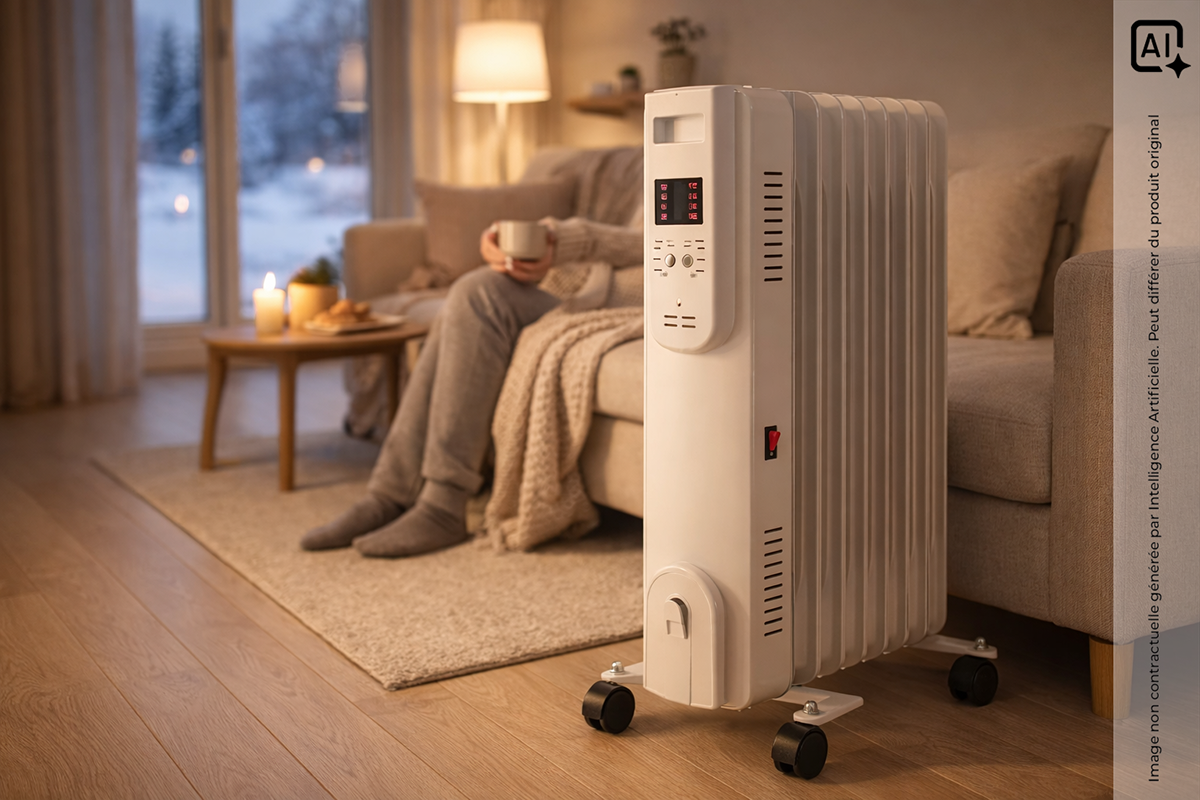 Radiateur mobile bain d'huile DigiOil 1500W - Voltman