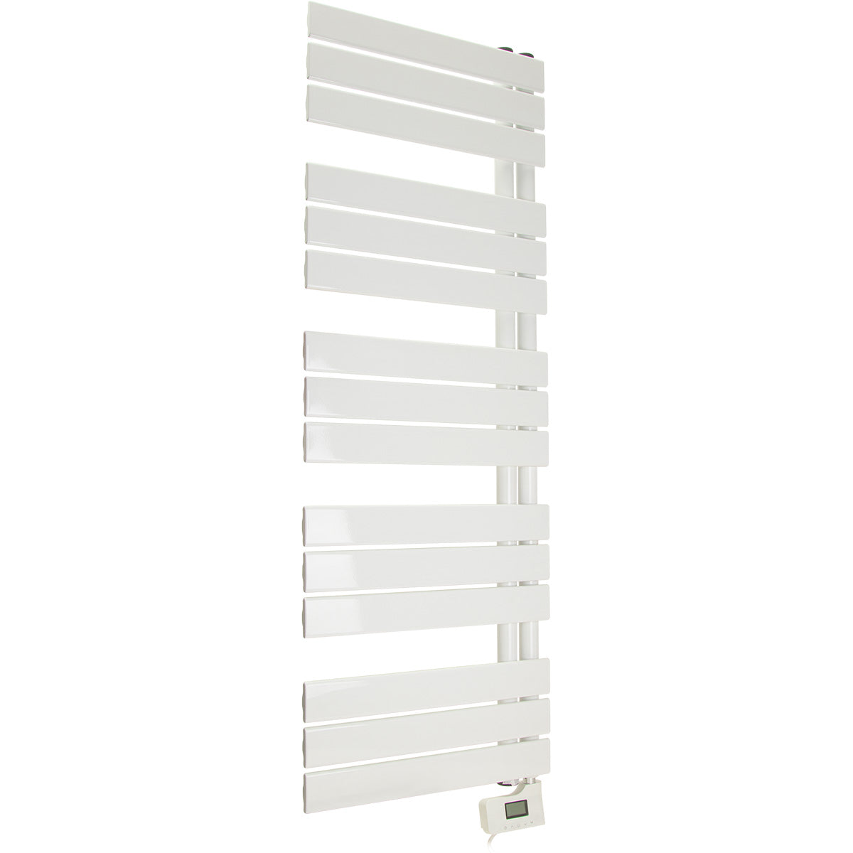 Sèche serviette aluminium - 500W - blanc - barres plates en "E" - Voltman