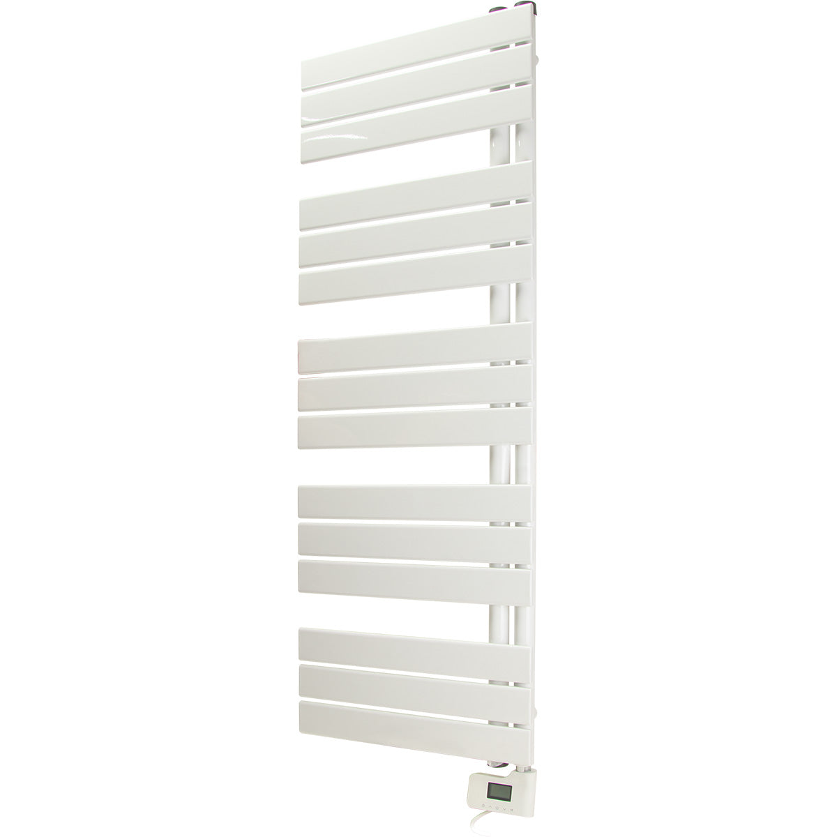 Sèche serviette aluminium - 500W - blanc - barres plates en "E" - Voltman