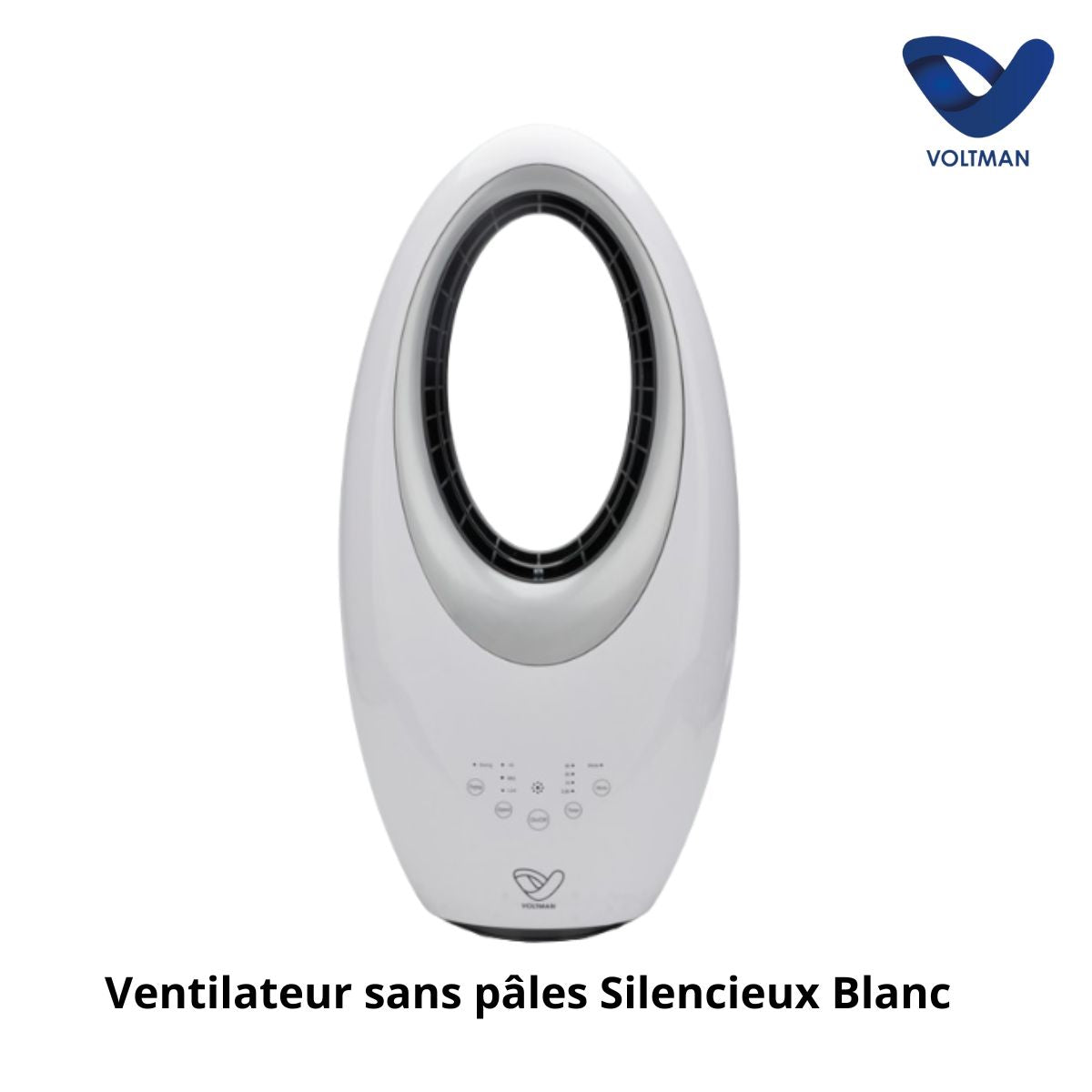 Ventilateur colonne Blanc silencieux et oscillant - 60W - Télécommande 3 vitesses - Voltman
