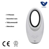 Ventilateur colonne Blanc silencieux et oscillant - 60W - Télécommande 3 vitesses - Voltman