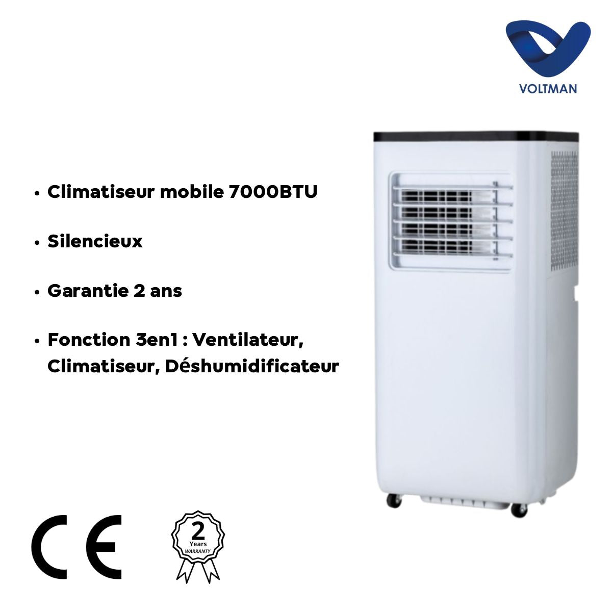 Climatiseur ventilateur déshumidificateur silencieux Classe A - Voltman