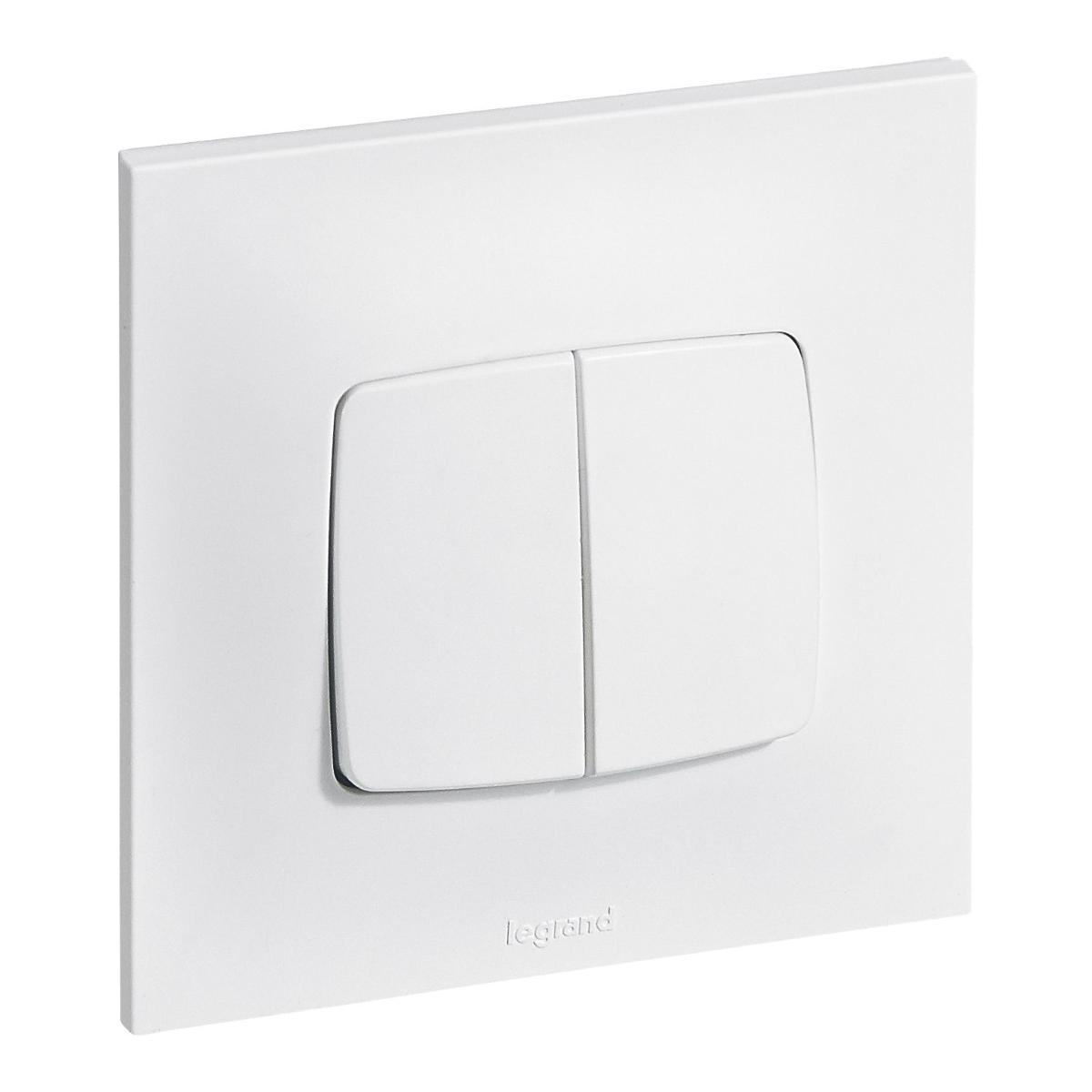 Interrupteur va et vient + poussoir 10A complet - Neptune - blanc - Legrand