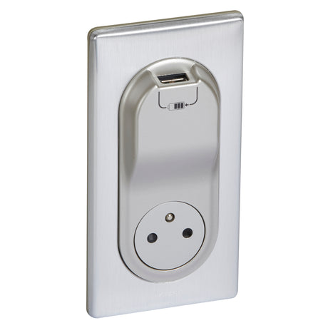 Prise affleurante 2P+T USB + boîte encastrement complet - Céliane - Legrand