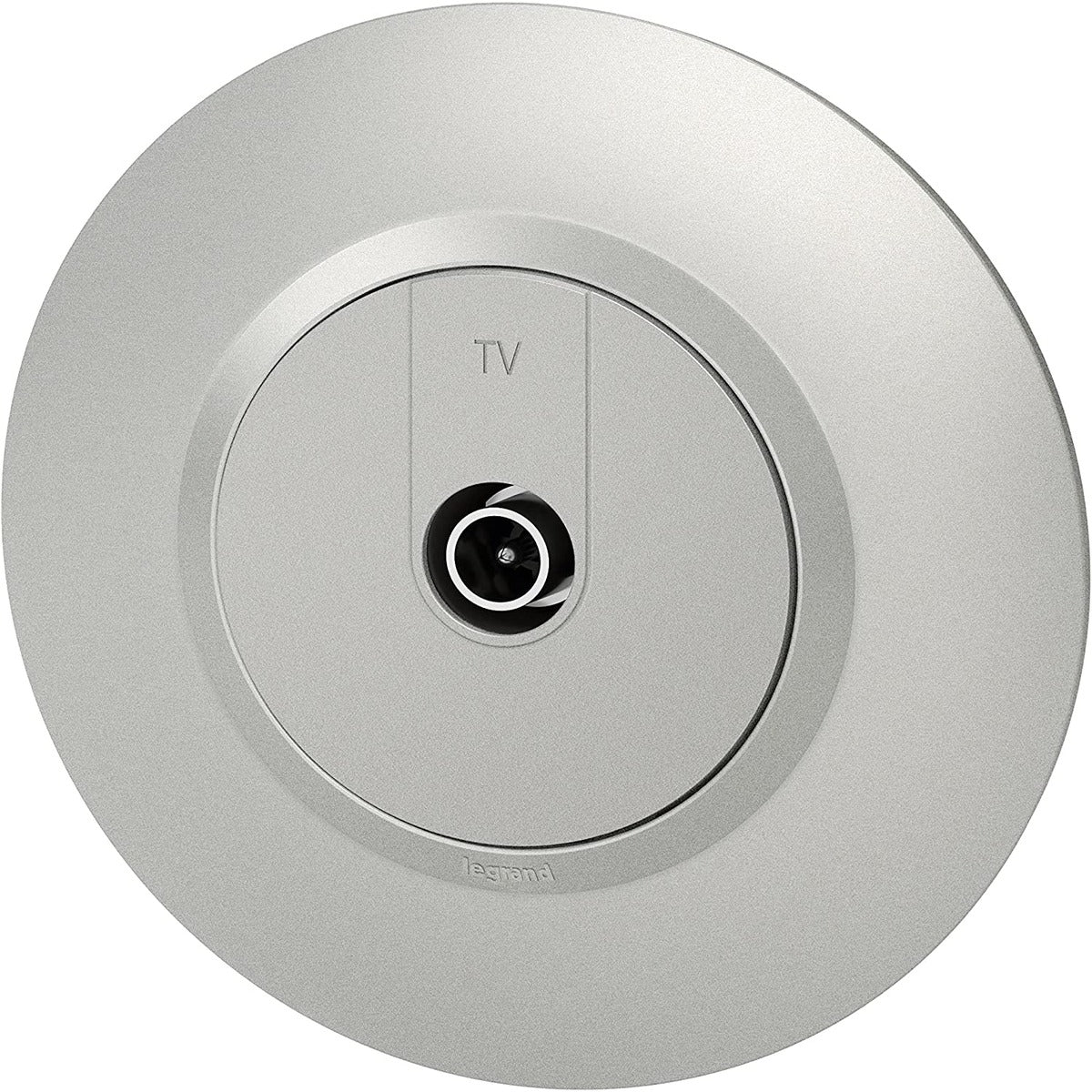Prise TV étoile blindée + plaque ronde alu + bague chrome - Dooxie - Legrand