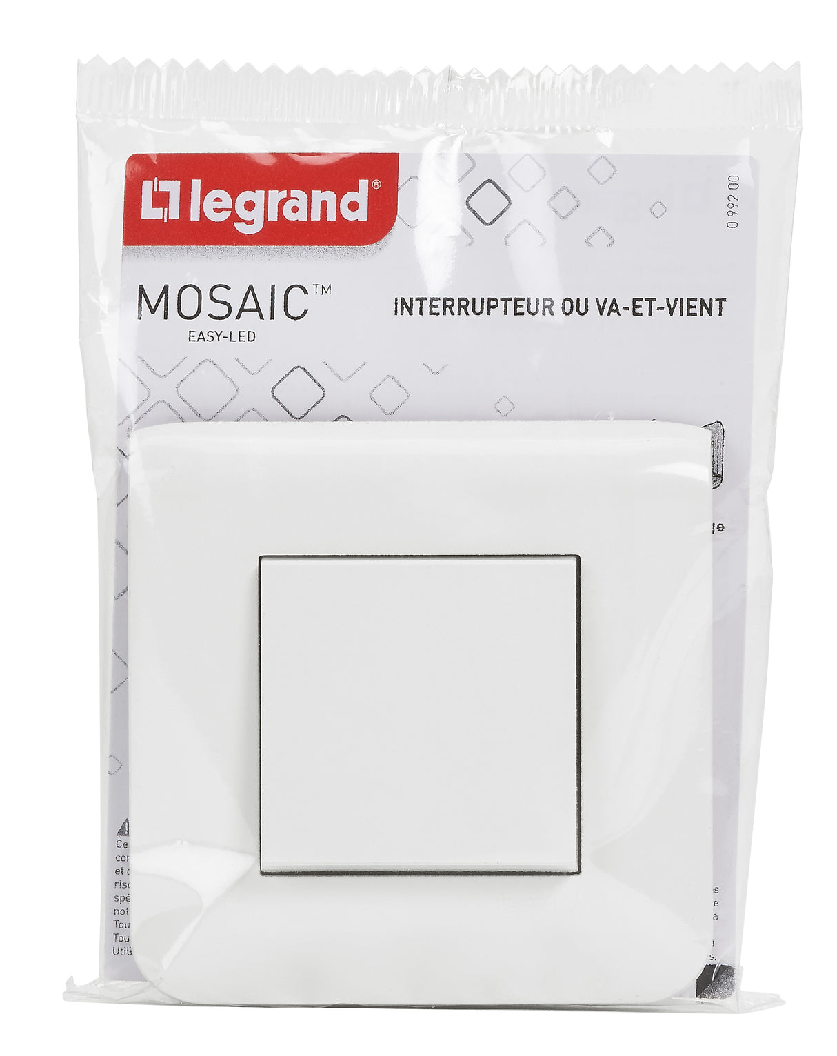 Interrupteur va et vient 10A à vis complet - Mosaic - blanc - Legrand