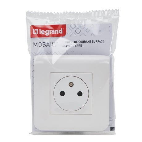 Lot de prises encastrées 2P+T 16A complet - Mosaic - blanc - Legrand