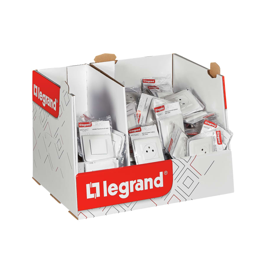 Coffret appareillage 30 va et vient 10A, 60 prises 2P+T 16A - blanc - Mosaic - Legrand