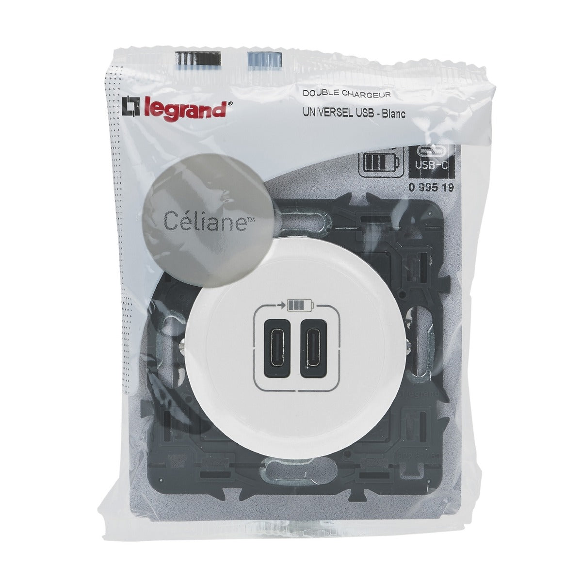 Double chargeur USB Type C 3A 15W à composer Céliane - Legrand