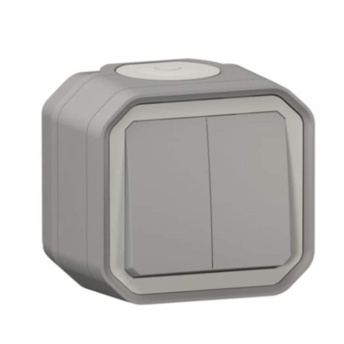 Commande double interrupteur va-et-vient étanche Plexo 10A Gris - Legrand