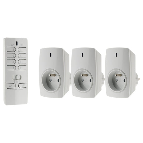 Lot de 3 prises sans fil + télécommande 16 canaux - Otio