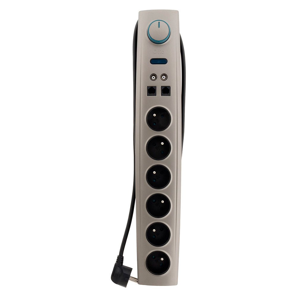 Multiprise parafoudre 6 prises 2P+T 16A + 2 prises TV + RJ11/RJ45 - Otio