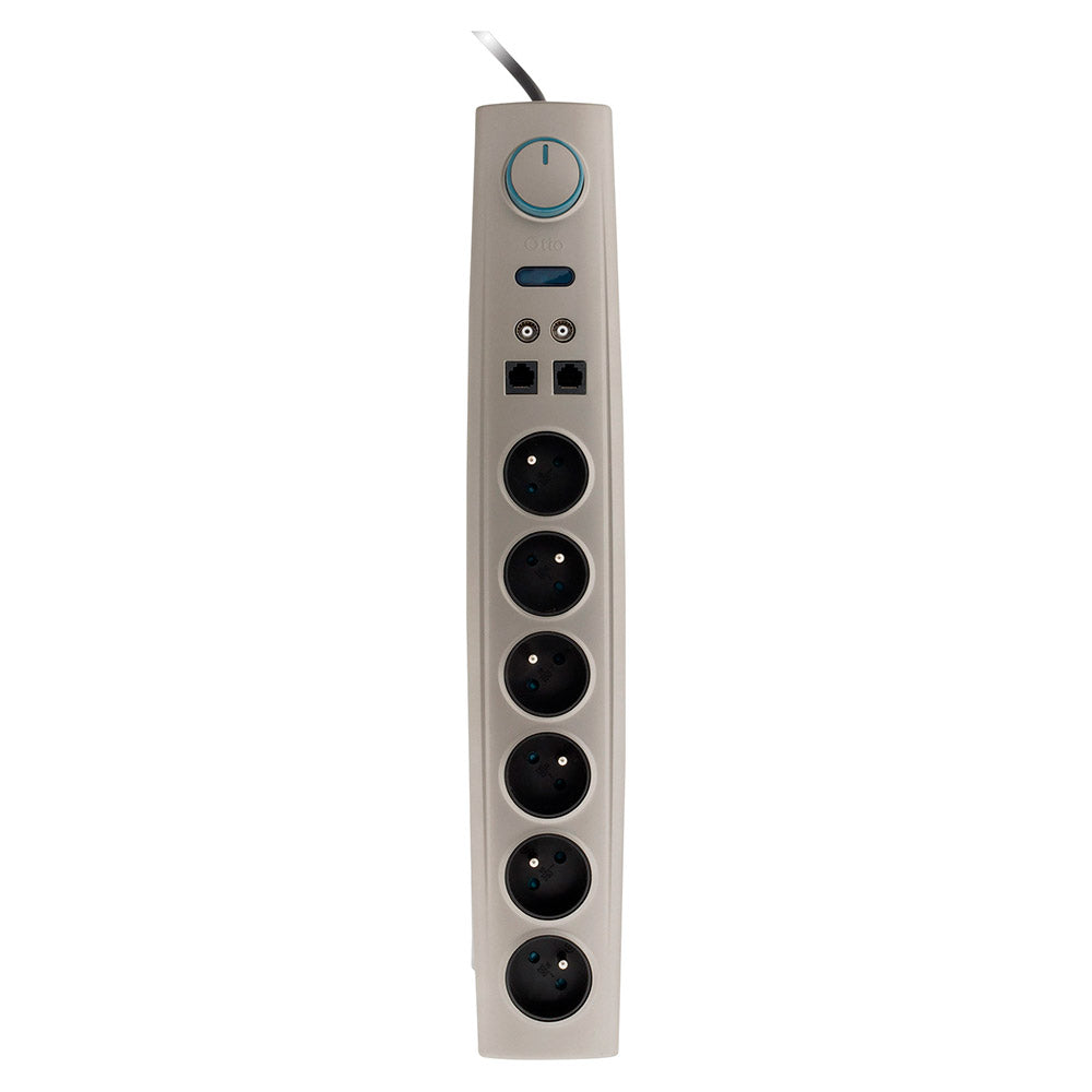 Multiprise parafoudre 6 prises 2P+T 16A + 2 prises TV + RJ11/RJ45 - Otio