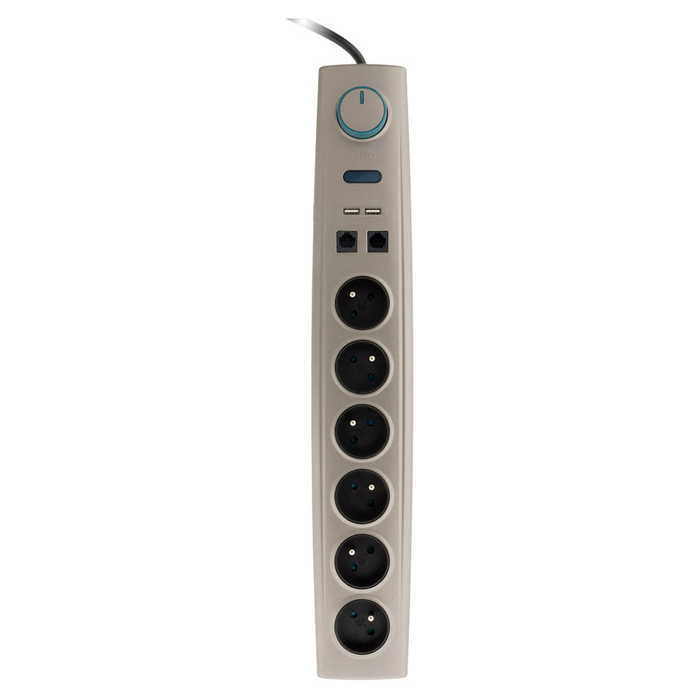 Multiprise parafoudre 6 prises 16A avec interrupteur + USB RJ11 - Otio
