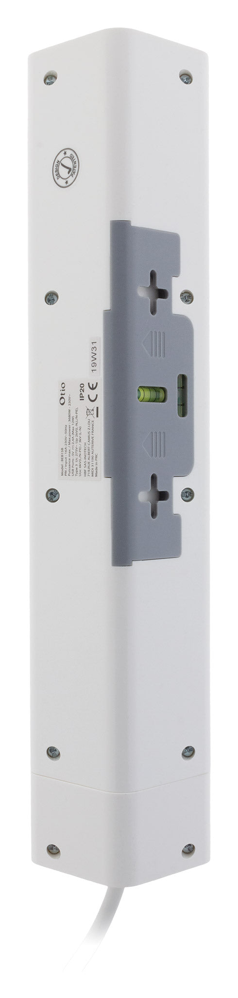 Multiprise d'angle parafoudre 4P 16A façade + 2 USB parafoudre - précâblée ou à câbler - Otio