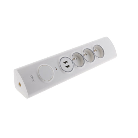 Multiprise d'angle parafoudre 4P 16A façade + 2 USB parafoudre - précâblée ou à câbler - Otio