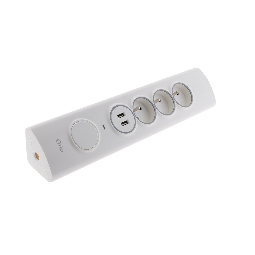 Multiprise d'angle parafoudre 4P 16A façade + 2 USB parafoudre - précâblée ou à câbler - Otio