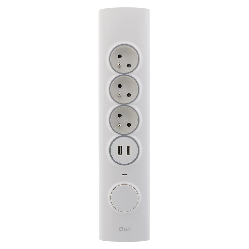 Multiprise d'angle parafoudre 4P 16A façade + 2 USB parafoudre - précâblée ou à câbler - Otio