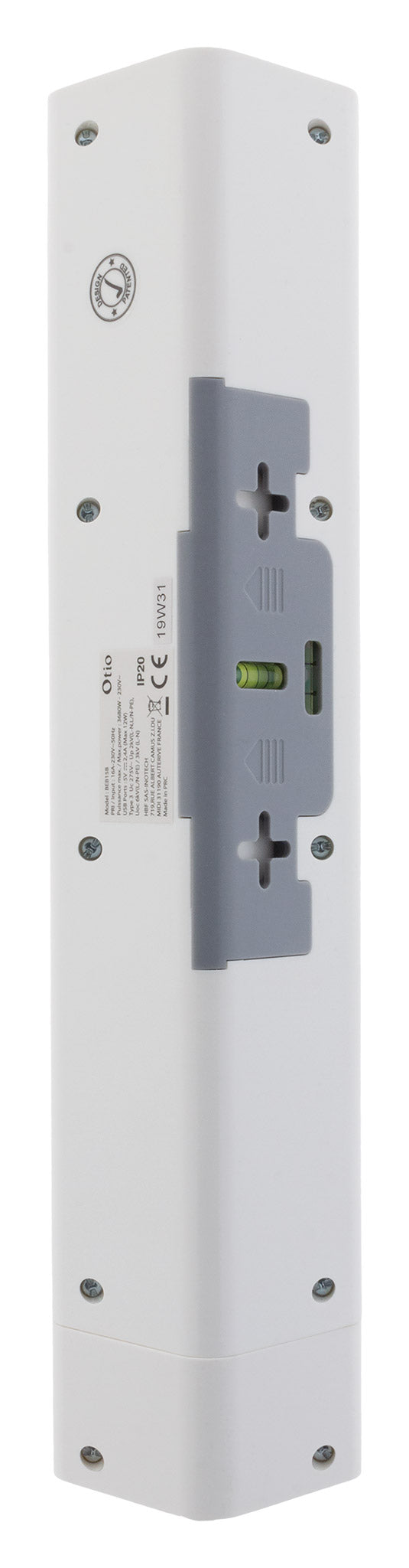 Multiprise d'angle parafoudre 4P 16A façade + 2 USB parafoudre - précâblée ou à câbler - Otio