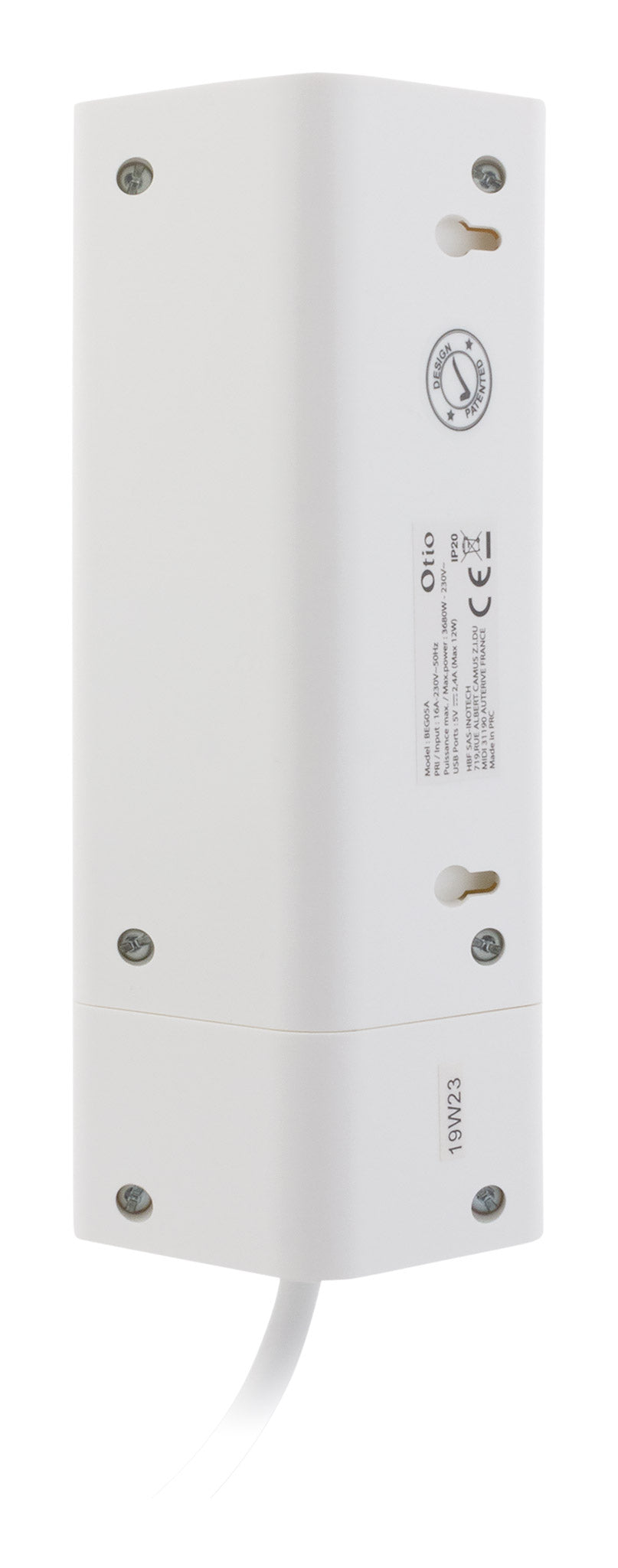 Multiprise d'angle 2P 16A + 2 USB précâblée - Otio
